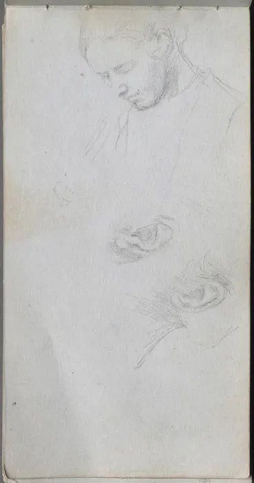 Framed Print : Sketchbook, page 96: Study of a Face, ears. Creator: Ernest Meissonier (French, 1815-1891) Framed Print : Sketchbook, page 96: Study of a Face, ears. Creator: Ernest Meissonier (French, 1815-1891)