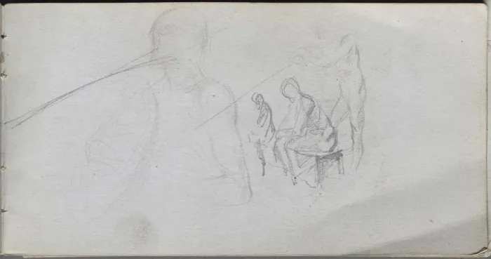 Framed Print : Sketchbook, page 98: Study of Figures. Creator: Ernest Meissonier (French, 1815-1891) Framed Print : Sketchbook, page 98: Study of Figures. Creator: Ernest Meissonier (French, 1815-1891)