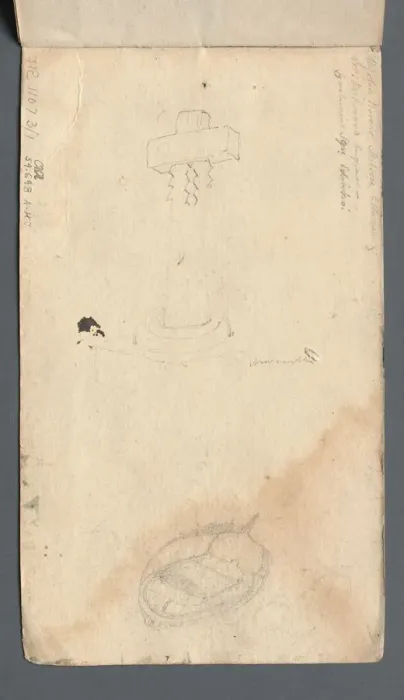 Framed Print : Sketchbook: Study of Cross and Rowboat (on back cover), 1814. Creator: Samuel Prout (British Framed Print : Sketchbook: Study of Cross and Rowboat (on back cover), 1814. Creator: Samuel Prout (British