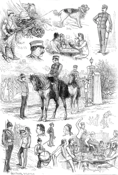 Framed Print : Sketches of the 66th (Berkshire) Regiment, 1881. Creator: Unknown Framed Print : Sketches of the 66th (Berkshire) Regiment, 1881. Creator: Unknown