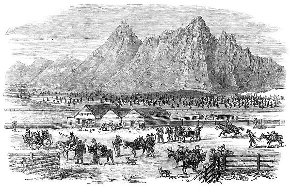 Sketches in British Columbia: scene at the fountain near Parsonville, Fraser River, 1864. Creator: Unknown