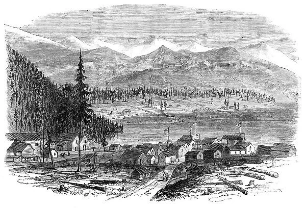 Sketches in British Columbia: the town of Douglas, and Douglas Lake, 1864. Creator: Unknown