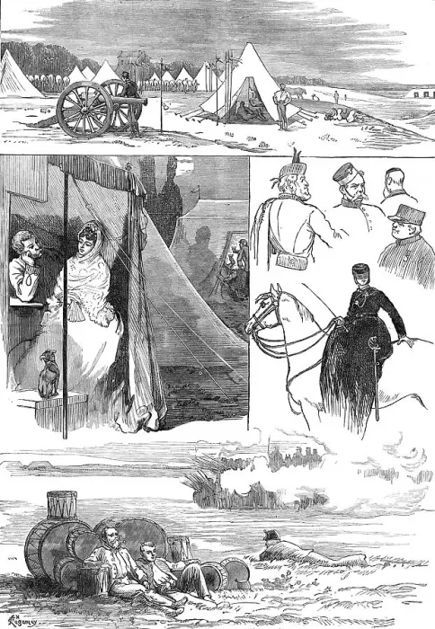 Framed Print : Sketches of the camp at Wimbledon, 1872. Creator: Unknown Framed Print : Sketches of the camp at Wimbledon, 1872. Creator: Unknown