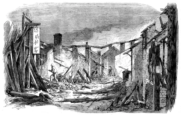 Framed Print : Sketches in Canton - Appearance of a Busy Street...after a Visit from The Barbarians, 1858. Creator: Unknown. Sketches in Canton - Appearance of a Busy Street...after a Visit from The Barbarians, 1858. Creator: Unknown Framed Print : Sketches in Canton - Appearance of a Busy Street...after a Visit from The Barbarians, 1858. Creator: Unknown. Sketches in Canton - Appearance of a Busy Street...after a Visit from The Barbarians, 1858. Creator: Unknown