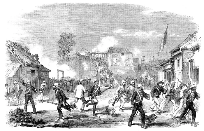 Framed Print : Sketches at Canton - Panic at the Commissariat Stores - Great Firing and No Execution, 1858. Creator: Unknown. Sketches at Canton - Panic at the Commissariat Stores - Great Firing and No Execution, 1858. Creator: Unknown Framed Print : Sketches at Canton - Panic at the Commissariat Stores - Great Firing and No Execution, 1858. Creator: Unknown. Sketches at Canton - Panic at the Commissariat Stores - Great Firing and No Execution, 1858. Creator: Unknown