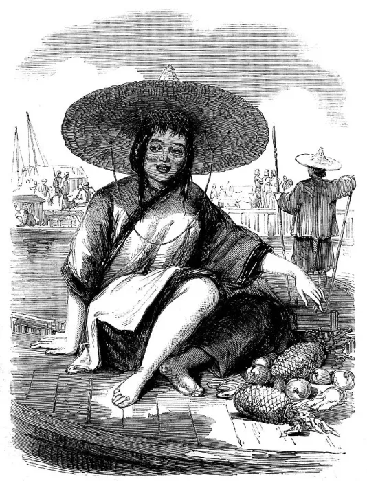Framed Print : Sketches from China - Chinese Fruit-girl, 1858. Creator: Unknown Framed Print : Sketches from China - Chinese Fruit-girl, 1858. Creator: Unknown