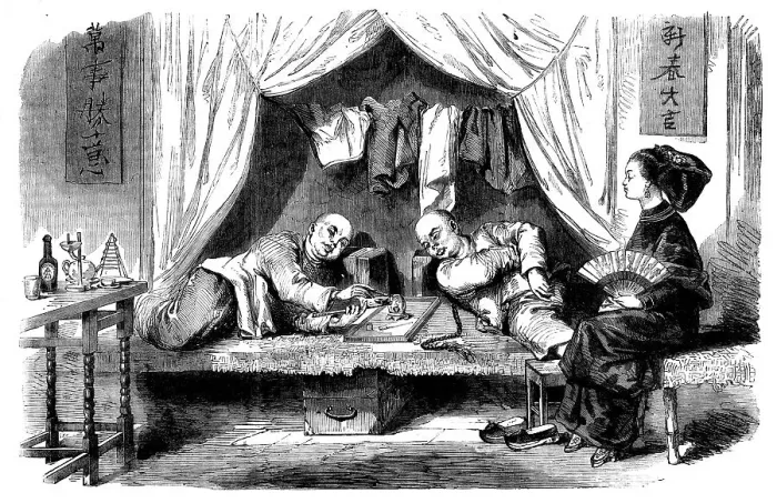 Framed Print : Sketches from China - Chinese Opium-smokers, 1858. Creator: Unknown Framed Print : Sketches from China - Chinese Opium-smokers, 1858. Creator: Unknown