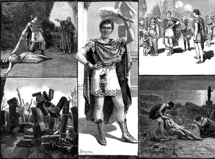 Framed Print : Sketches from 'Claudian', the new piece at the Princess's Theatre, 1883 Framed Print : Sketches from 'Claudian', the new piece at the Princess's Theatre, 1883