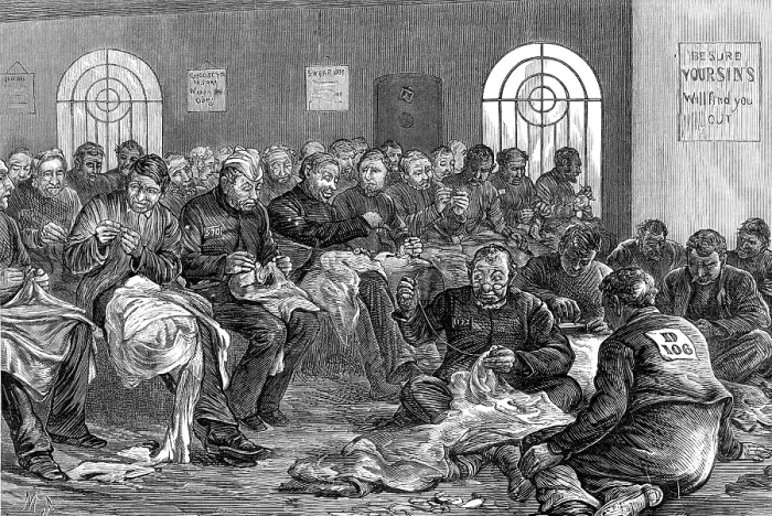 Framed Print : Sketches in the Clerkenwell House of Correction: the needle-room, 1874. Creator: Unknown Framed Print : Sketches in the Clerkenwell House of Correction: the needle-room, 1874. Creator: Unknown