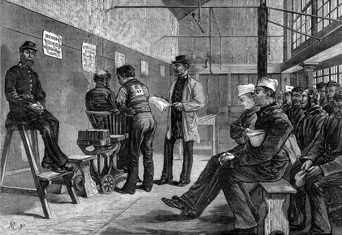 Framed Print : Sketches in the Clerkenwell House of Correction: weighing prisoners, 1874. Creator: Unknown Framed Print : Sketches in the Clerkenwell House of Correction: weighing prisoners, 1874. Creator: Unknown