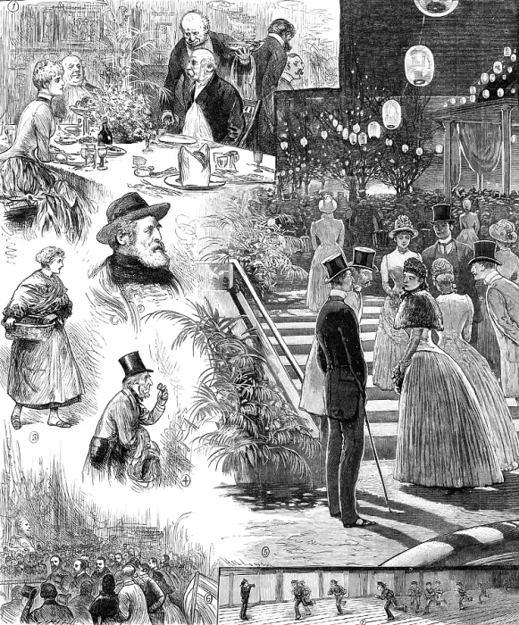 Framed Print : Sketches at the closing of the Fisheries Exhibition, 1883. Creator: Unknown