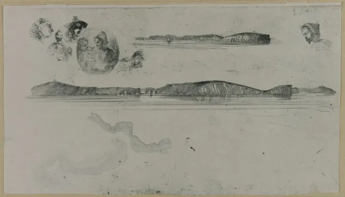 Framed Print : Sketches on the Coast Survey Plate, 1854. Creator: James Abbott McNeill Whistler Framed Print : Sketches on the Coast Survey Plate, 1854. Creator: James Abbott McNeill Whistler