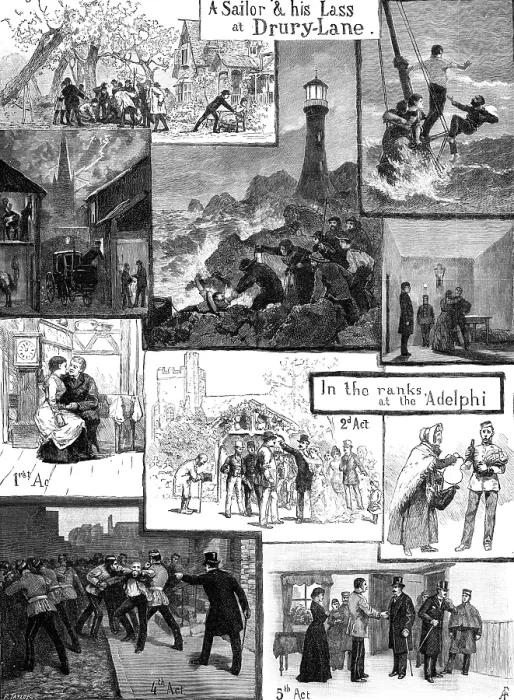Framed Print : Sketches at Drury Lane and the Adelphi, 1883. Creator: Unknown Framed Print : Sketches at Drury Lane and the Adelphi, 1883. Creator: Unknown