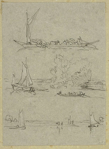 Three Sketches of Dusseldorf River Boats, n.d. Creator: William Alfred Delamotte