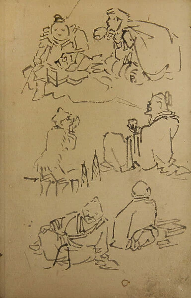 Sketches of East Asian Legendary Figures, late 19th century. Creator: Kawanabe Kyosai