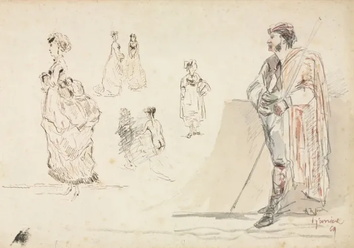 Framed Print : Sketches of Figures, 1869. Creator: Alphonse Marie Adolphe de Neuville (French, 1835-1885) Framed Print : Sketches of Figures, 1869. Creator: Alphonse Marie Adolphe de Neuville (French, 1835-1885)