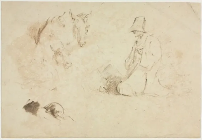 Framed Print : Sketches: Figures and Animals. Creator: Thomas Gainsborough (British, 1727-1788) Framed Print : Sketches: Figures and Animals. Creator: Thomas Gainsborough (British, 1727-1788)