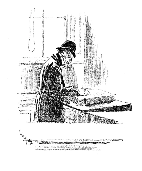 Framed Print : Sketches at the General Register Office, Somerset House: Baffled, 1890. Creator: Unknown Framed Print : Sketches at the General Register Office, Somerset House: Baffled, 1890. Creator: Unknown