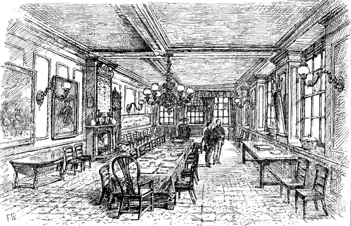 Framed Print : Sketches at the General Register Office, Somerset House: The Parish Clerks Hall, 1890. Creator: Unknown Framed Print : Sketches at the General Register Office, Somerset House: The Parish Clerks Hall, 1890. Creator: Unknown