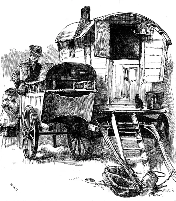 Framed Print : Sketches of gipsy life round London - knife-grinder, Hackney Wick, 1880. Creator: Unknown Framed Print : Sketches of gipsy life round London - knife-grinder, Hackney Wick, 1880. Creator: Unknown
