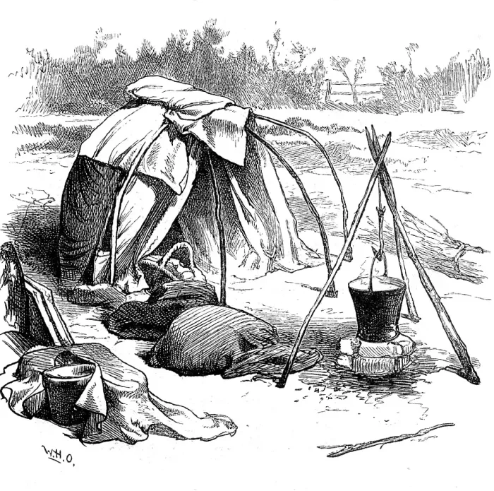 Framed Print : Sketches of gipsy life round London - tent at Hackney, 1880. Creator: Unknown Framed Print : Sketches of gipsy life round London - tent at Hackney, 1880. Creator: Unknown