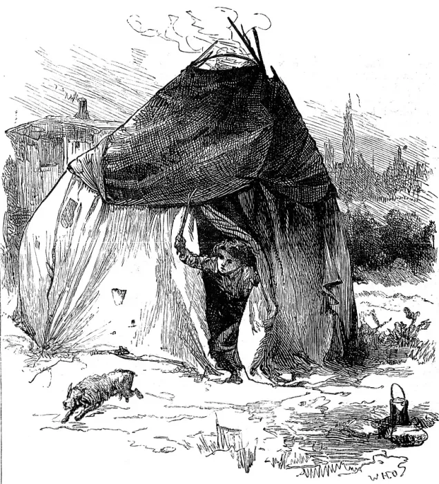 Framed Print : Sketches of gipsy life round London - tent at Hackney, 1880. Creator: Unknown Framed Print : Sketches of gipsy life round London - tent at Hackney, 1880. Creator: Unknown