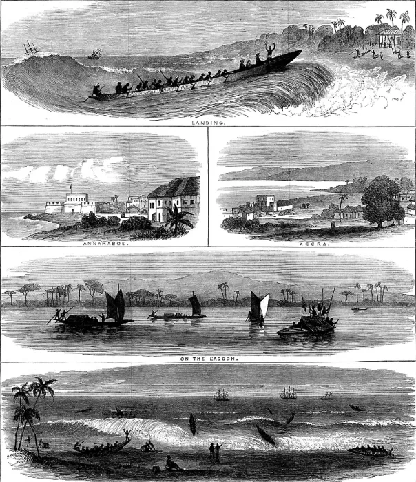 Framed Print : Sketches on the Gold Coast of Africa, 1873. Creator: Unknown Framed Print : Sketches on the Gold Coast of Africa, 1873. Creator: Unknown