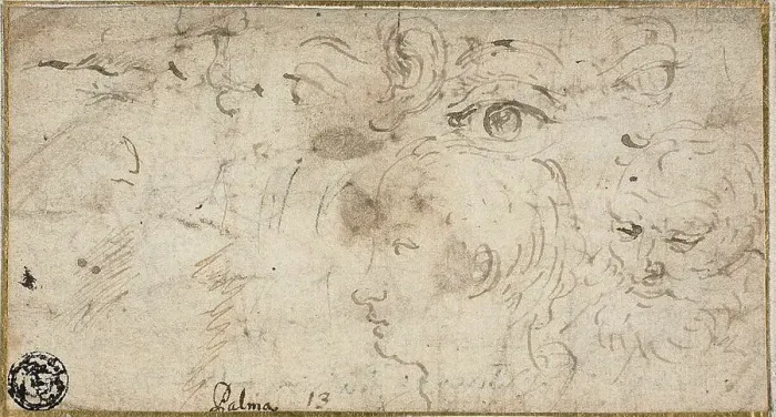 Framed Print : Sketches of Heads, Eyes, Ear, and Mouth, 1600 / 11. Creator: Jacopo Palma Framed Print : Sketches of Heads, Eyes, Ear, and Mouth, 1600 / 11. Creator: Jacopo Palma