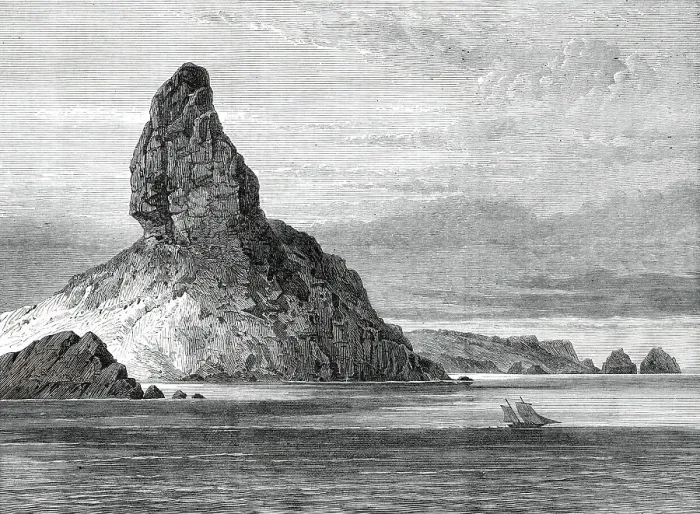 Framed Print : Sketches from H.M.S. Challenger, by Mr. J. J. Wild: Peak of Fernando Noronha, 1876. Creator: Unknown Framed Print : Sketches from H.M.S. Challenger, by Mr. J. J. Wild: Peak of Fernando Noronha, 1876. Creator: Unknown