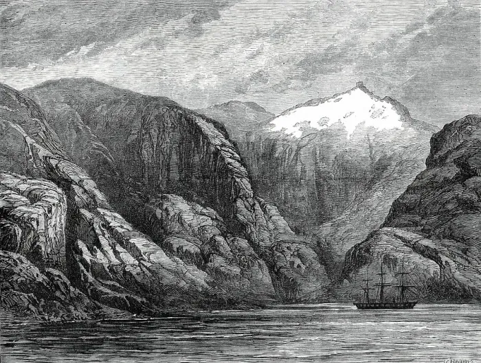 Framed Print : Sketches from H.M.S. Challenger, by Mr. J. J. Wild: the Challenger at Desolation Island...1876. Creator: Unknown Framed Print : Sketches from H.M.S. Challenger, by Mr. J. J. Wild: the Challenger at Desolation Island...1876. Creator: Unknown