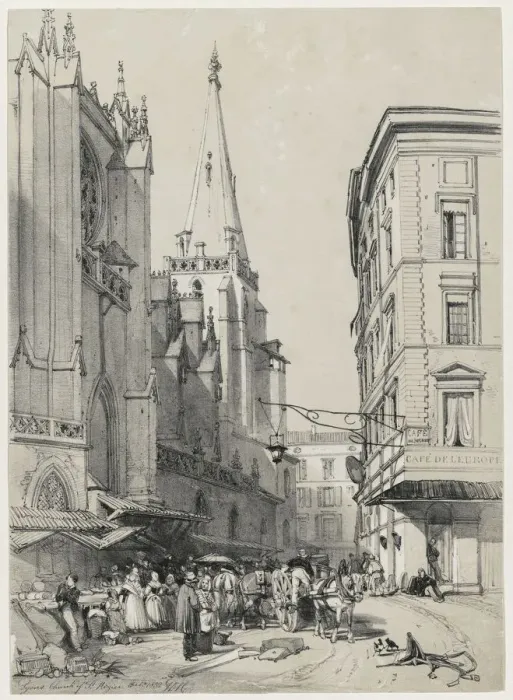 Framed Print : Sketches at Home and Abroad: Lyons Church of St. Hezier, October 1832, 1832. Creator Framed Print : Sketches at Home and Abroad: Lyons Church of St. Hezier, October 1832, 1832. Creator