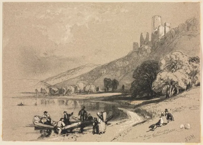 Framed Print : Sketches at Home and Abroad: Ruins of Schonberg on the Rhine, 1834 Framed Print : Sketches at Home and Abroad: Ruins of Schonberg on the Rhine, 1834