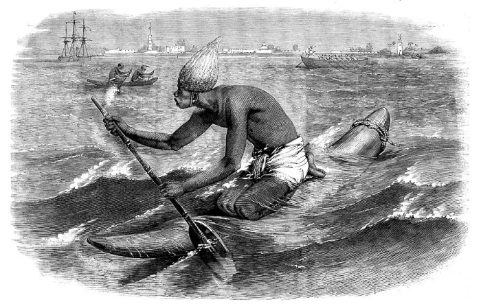 Framed Print : Sketches in India - the Catamaran Postman, 1858. Creator: Unknown Framed Print : Sketches in India - the Catamaran Postman, 1858. Creator: Unknown