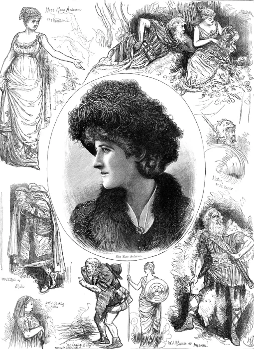 Framed Print : Sketches from 'Ingomar' at the Lyceum Theatre, 1883. Creator: Unknown Framed Print : Sketches from 'Ingomar' at the Lyceum Theatre, 1883. Creator: Unknown