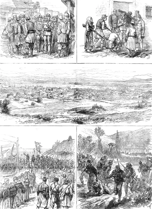 Framed Print : Sketches of the Insurrection in Servia, 1883. Creator: Unknown Framed Print : Sketches of the Insurrection in Servia, 1883. Creator: Unknown