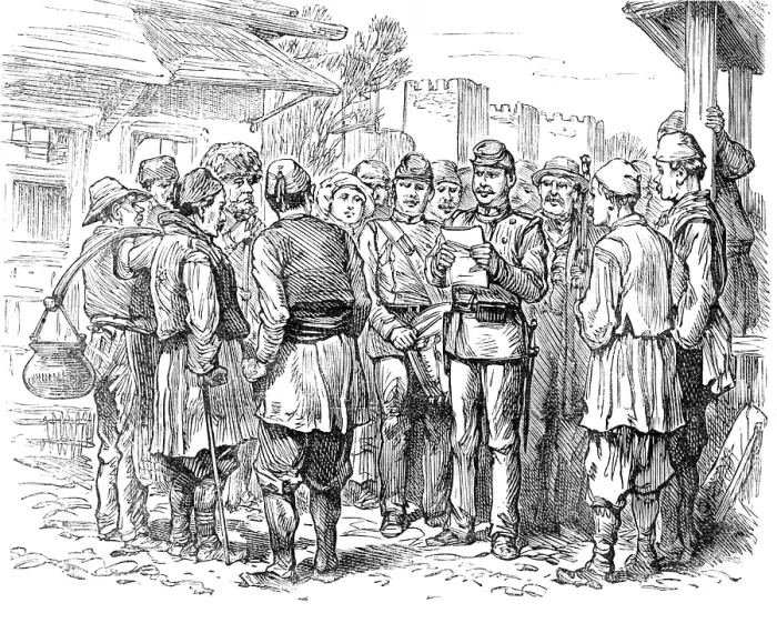 Framed Print : Sketches of the Insurrection in Servia; Government Officer... 1883. Creator: Unknown Framed Print : Sketches of the Insurrection in Servia; Government Officer... 1883. Creator: Unknown