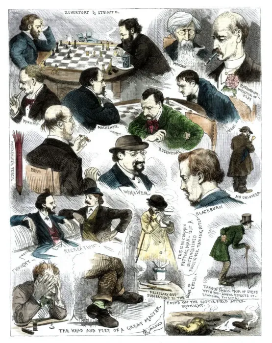 Framed Print : Sketches at the International Chess Tournament, May 5, 1883. Artist: Corbould Framed Print : Sketches at the International Chess Tournament, May 5, 1883. Artist: Corbould