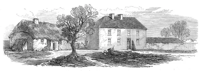Framed Print : Sketches from Ireland: cabin and farmhouse of Crawford, at Killallon, 1870. Creator: Unknown Framed Print : Sketches from Ireland: cabin and farmhouse of Crawford, at Killallon, 1870. Creator: Unknown