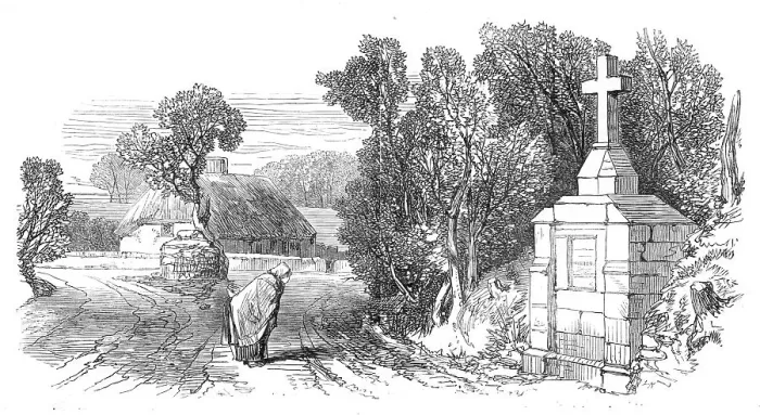Framed Print : Sketches from Ireland: cross at Kilskeer, to commemorate the murder of Connell, 1870. Creator: Unknown Framed Print : Sketches from Ireland: cross at Kilskeer, to commemorate the murder of Connell, 1870. Creator: Unknown
