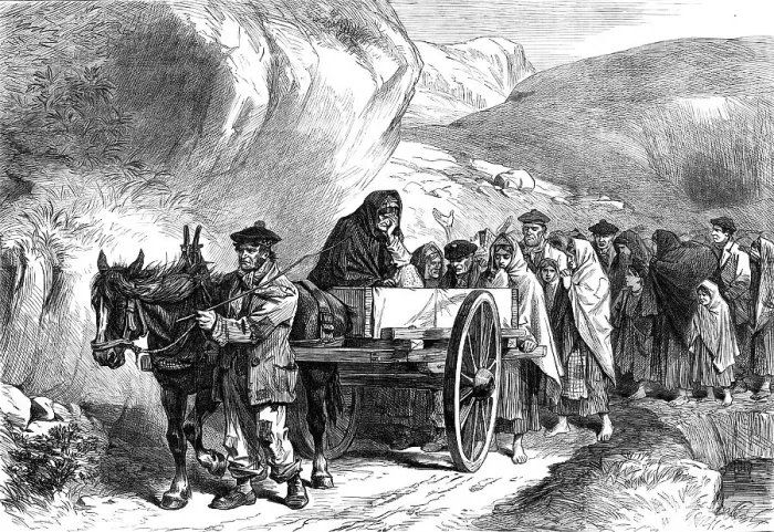 Framed Print : Sketches from Ireland: a funeral in Connemara, 1870. Creator: Unknown Framed Print : Sketches from Ireland: a funeral in Connemara, 1870. Creator: Unknown