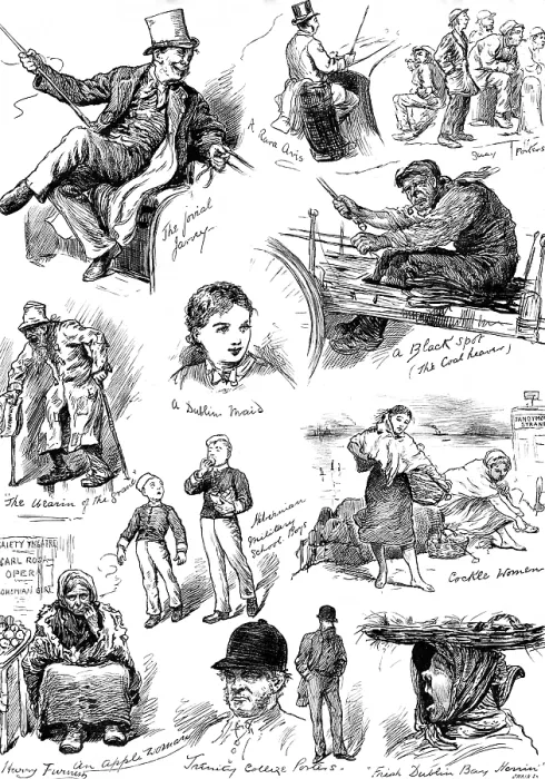 Framed Print : Sketches of Irish character in Dublin, 1881. Creator: Joseph Swain Framed Print : Sketches of Irish character in Dublin, 1881. Creator: Joseph Swain