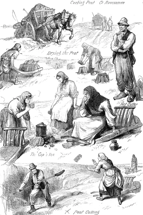 Framed Print : Sketches among the Irish peasantry: winter fuel, 1881. Creator: Unknown Framed Print : Sketches among the Irish peasantry: winter fuel, 1881. Creator: Unknown