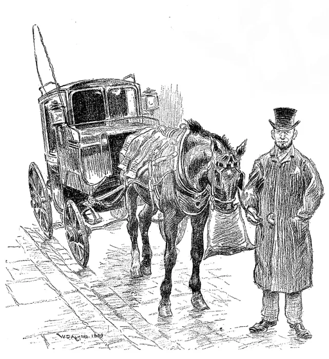 Framed Print : Sketches of London Cabs and Cabmen: a Growler, 1890. Creator: Unknown