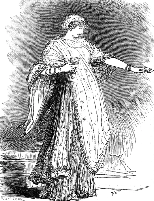 Framed Print : Sketches at the Lyceum: 'The Cup' - Miss Ellen Terry as Camma, 1881. Creator: R&E Taylor Framed Print : Sketches at the Lyceum: 'The Cup' - Miss Ellen Terry as Camma, 1881. Creator: R&E Taylor
