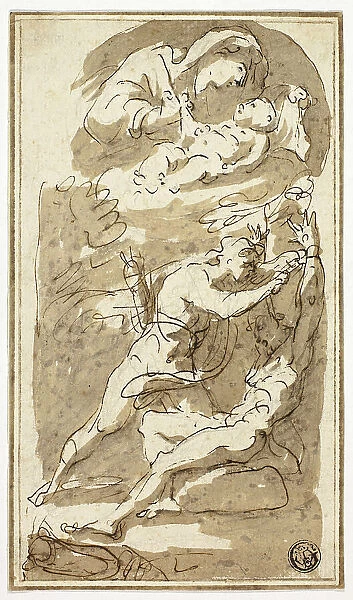 Sketches of Madonna and Child, Flaying of Marsyas, n.d. Creator: Style of Gaspare Diziani Italian, 1689-1767