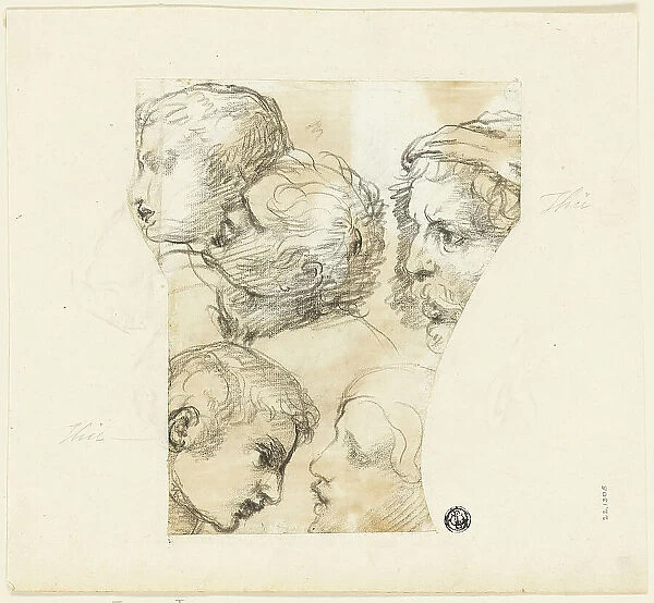 Sketches of Male Heads (recto); Two Old Women (verso), n.d. Creator: Thomas Patch