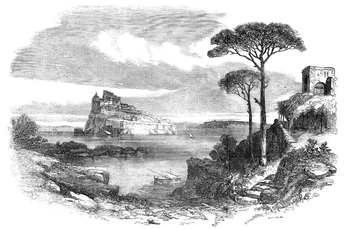 Framed Print : Sketches from Naples - Castle of Ischia, 1857. Creator: Edmund Evans Framed Print : Sketches from Naples - Castle of Ischia, 1857. Creator: Edmund Evans