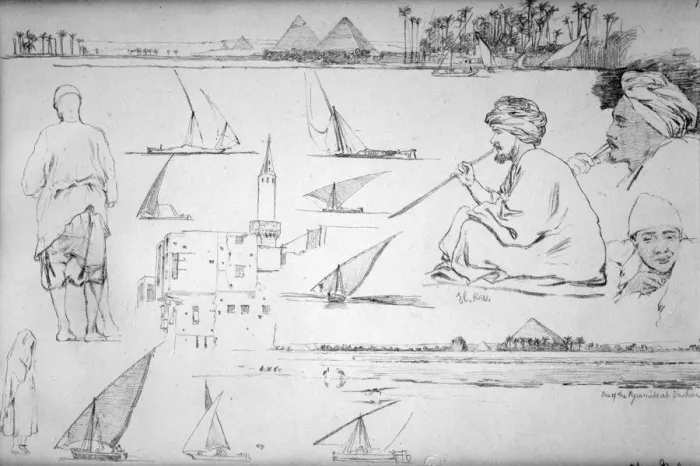 Framed Print : Sketches along the Nile, Egypt, c1842. Artist: Richard Dudd Framed Print : Sketches along the Nile, Egypt, c1842. Artist: Richard Dudd
