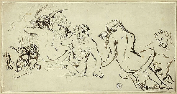 Sketches of Nymph, Satyr and Putto, n.d. Creator: John Vanderbank