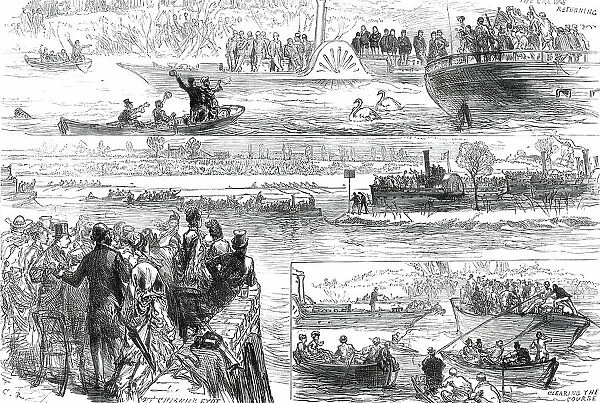 Sketches at the Oxford and Cambridge Boat-Race, 1876. Creator: C.R